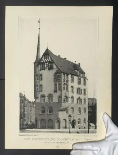 Fotografie Lichtdruck Carl Ebner, Stuttgart, Ansicht Stuttgart, Wohnhaus in der Schwabstrasse 92, Arch. Hengerer & Katz