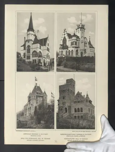 Fotografie Lichtdruck Carl Ebner, Stuttgart, Ansicht Stuttgart, Corpshaus Rhenania, Burschenschaftshaus Alemania