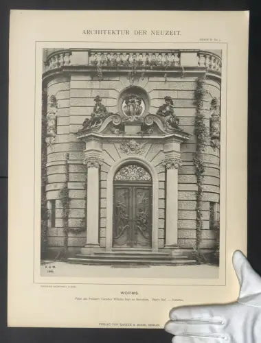 Fotografie Lichtdruck Kanter & Mohr, Berlin, Ansicht Worms, Palais d. Freiherrn Cornelius Wilhelm Heyl zu Hernsheim
