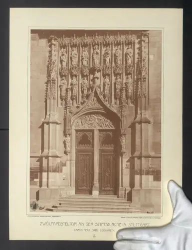 Fotografie Lichtdruck Carl Ebner, Stuttgart, Ansicht Stuttgart, Zwölfaposteltor an d. Stiftskirche, Arch. Carl Beisbarth