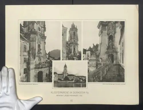 Fotografie Lichtdruck Carl Ebner, Stuttgart, Ansicht Dürnstein a. D., Klosterkirche, Architekt Jacob Prandauer
