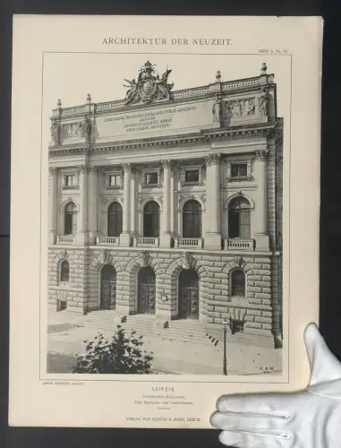 Fotografie Lichtdruck Kanter & Mohr, Berlin, Ansicht Leipzig, Universitäts-Bibliothek, Portalbau, Arch. Arwed Rossbach