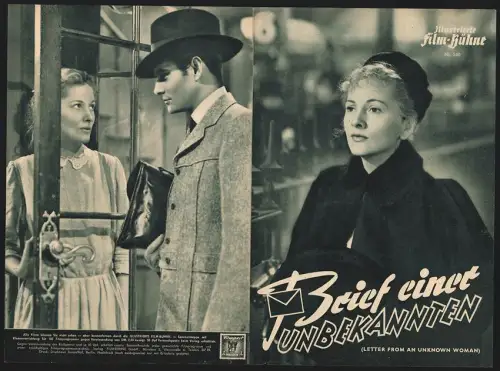 Filmprogramm IFB Nr. 540, Brief einer Unbekannten, Joan Fontaine, Louis Jourdan, Regie: Max Opuls