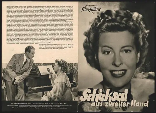 Filmprogramm IFB Nr. 455, Schicksal aus zweiter Hand, Marianne Hoppe, Wilhelm Borchert, Regie: Wolfgang Staudte