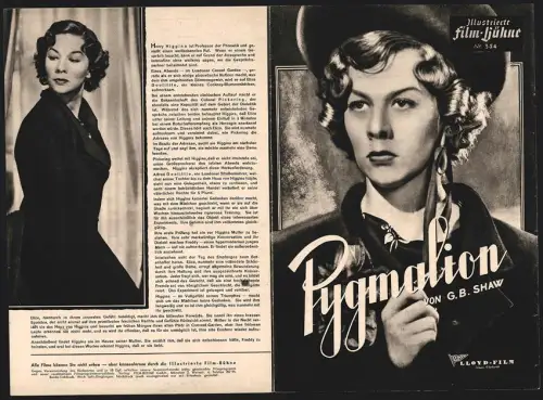 Filmprogramm IFB Nr. 354, Pygmalion, Leslie Howard, Wendy Hiller, Regie: Anthony Asquith