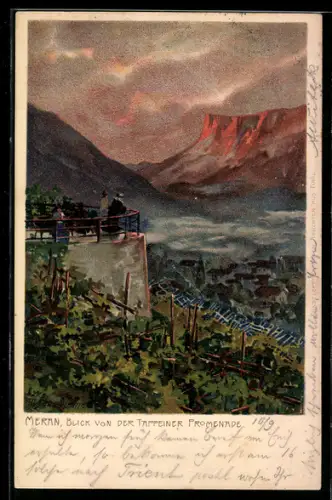 Künstler-AK Zeno Diemer: Meran, Blick von der Tappeiner Promenade