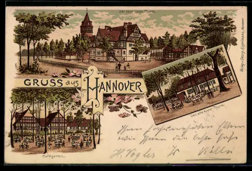 Lithographie Hannover, Restaurant Lister Turm und Cafégarten