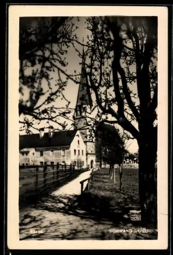 AK Schwand i. Innkreis, Durchblick zur Kirche