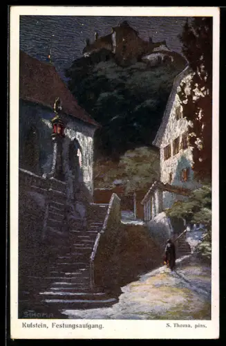 Künstler-AK Kufstein, Am Festungsaufgang