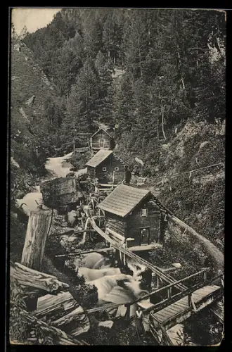 AK Heiligenblut /Kärnten, Fleisswasserfall mit Wassermühle