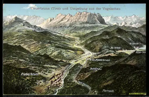 AK Fieberbrunn /Tirol, Umgebung aus der Vogelschau