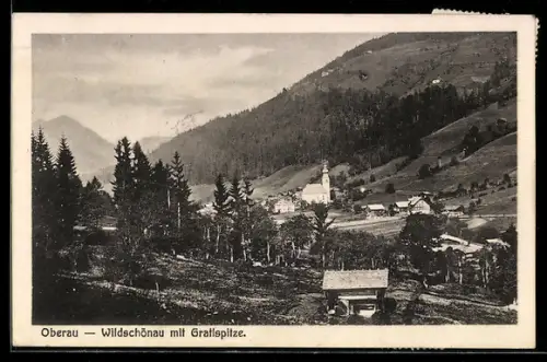 AK Oberau /Wildschönau, Dorf mit Grasslspitze