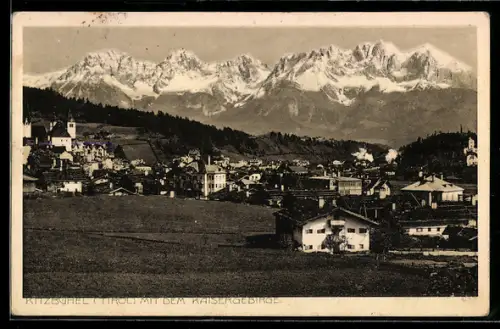 AK Kitzbühel /Tirol, Panorama mit dem Kaisergebirge