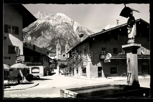 AK Telfs in Tirol, Ortsansicht mit Hohe Munde