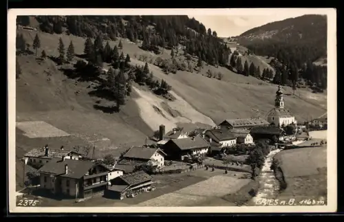 AK Gries a. B., Panorama mit Kirche und Bach