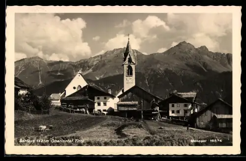 AK Serfaus /Oberinntal, Kirche mit Gebirgspanorama