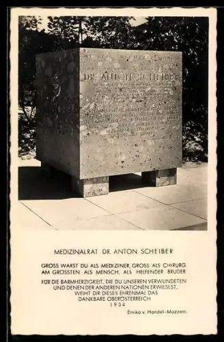 AK Vöcklamarkt, Denkmal für Medizinalrat Dr. Anton Scheiber 1934