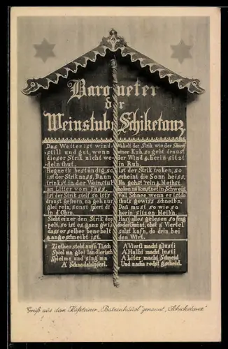 AK Kufstein, Gasthaus Weinstube Schiketanz, Barometer der Weinstube