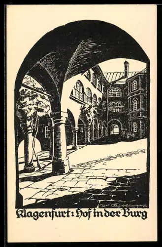 Künstler-AK Klagenfurt, Hof in der Burg