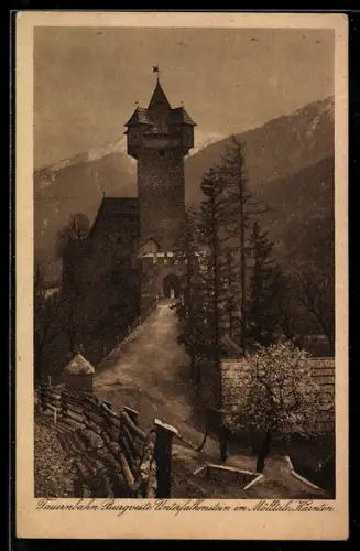 AK Obervellach, Unterfalkenstein im Mölltal, Burgwarte an der Tauernbahn