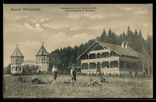 AK Wörishofen, Restaurant zum Sonnenbüchl, Bes. F. Kreuzer