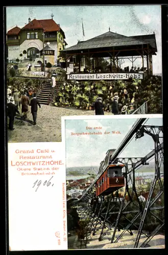 AK Dresden-Loschwitz, Restaurant Loschwitz-Höhe mit Bergschwebebahn