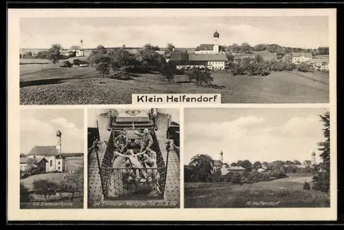 AK Klein Helfendorf, Ortspanorama, Skt. Emmerankirche