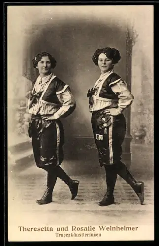 AK Trapezkünstlerinnen Theresetta und Rosalie Weinheimer
