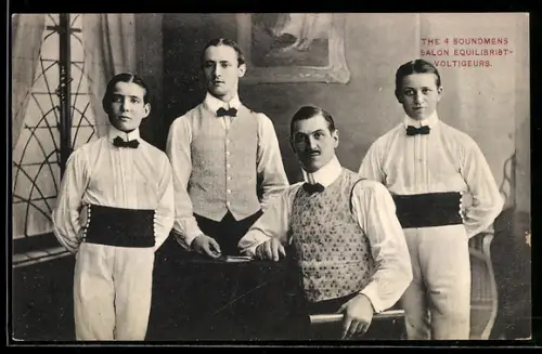 AK The 4 Soundmens Salon Quilibrist-Voltigeurs, Gruppenbild in Anzügen