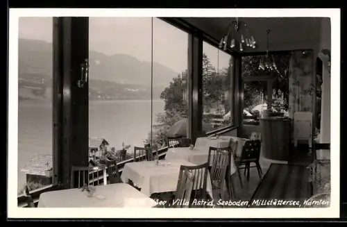 AK Seeboden /Millstättersee, Cafe am See, Villa Astrid, Restaurant mit See- und Bergblick
