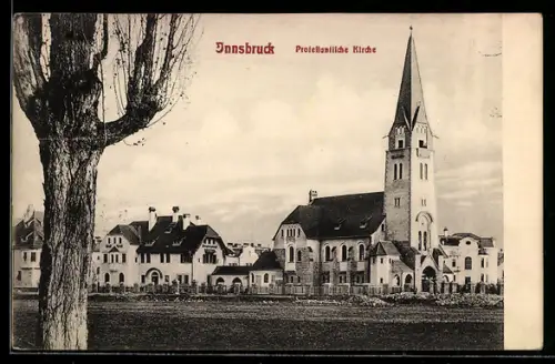 AK Innsbruck, Protestantische Kirche mit Häusern, Panorama