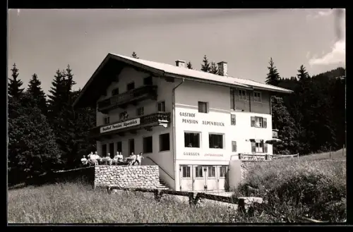 AK Scheffau a. d. Wilden Kaiser, Gasthof-Pension Alpenblick mit Terrasse