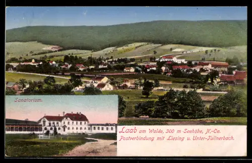 AK Laab am Walde, Sanatorium, Gesamtansicht mit Umgebung
