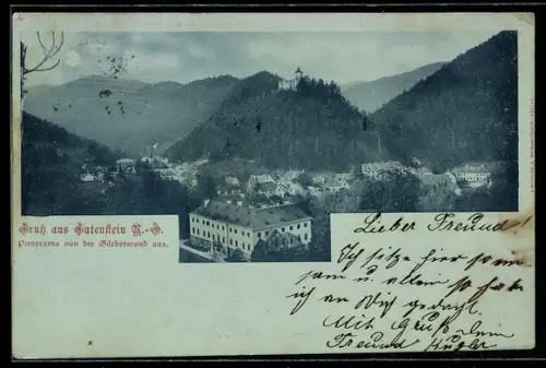 Mondschein-AK Gutenstein /N.-Ö., Panorama von der Garberwand