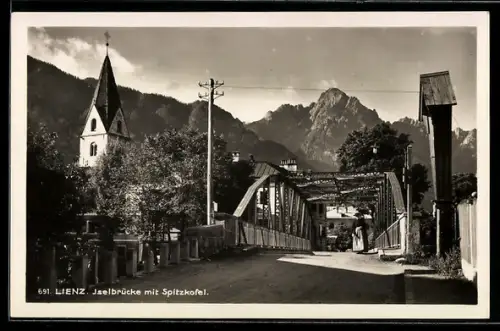AK Lienz, Iselbrücke mit Spitzkofel