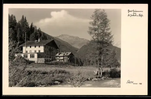 AK St. Jakob in Defereggen, Bad Grünmos mit Bergpanorama