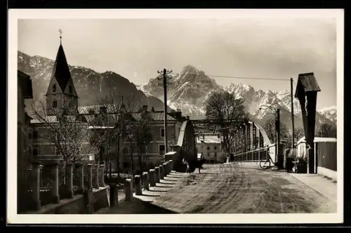 AK Lienz, Spitalsbrücke mit Kirche