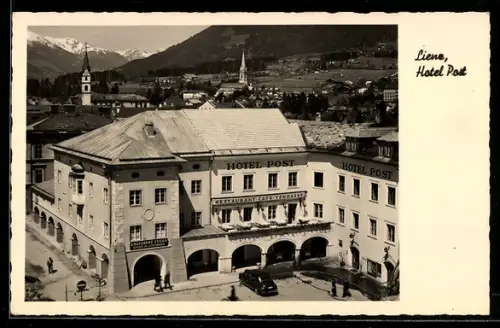 AK Lienz, Hotel Post mit Strassenpartie