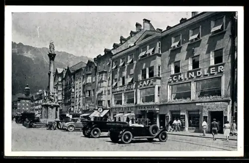 AK Innsbruck, Konditorei-Cafe Schindler & Co., Maria-Theresien-Strasse 29, Aussenansicht