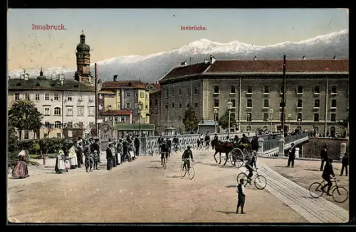 AK Innsbruck, Innbrücke mit Strassenpartie
