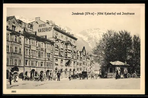 AK Innsbruck, Hotel Kaiserhof und Innstrasse