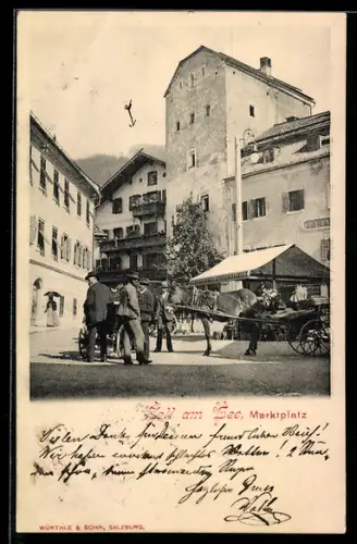 AK Zell am See, Marktplatz, Pferdekarren