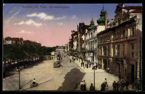AK Hamburg-St. Pauli, Spielbudenplatz aus der Vogelschau