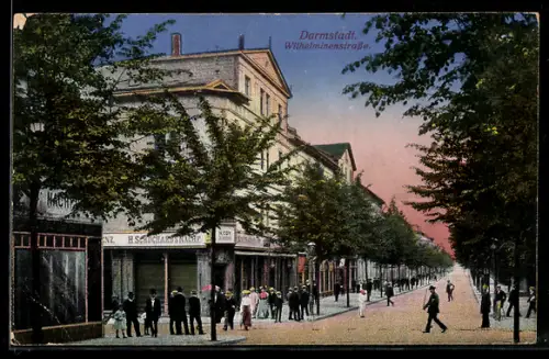 AK Darmstadt, Wilhelminenstrasse mit Abzweig