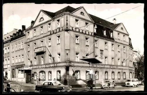 AK Hof /Saale, Hotel Strauss, Bes. Maximilian Vögel