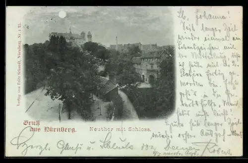 Mondschein-AK Nürnberg, Neuthor mit Schloss