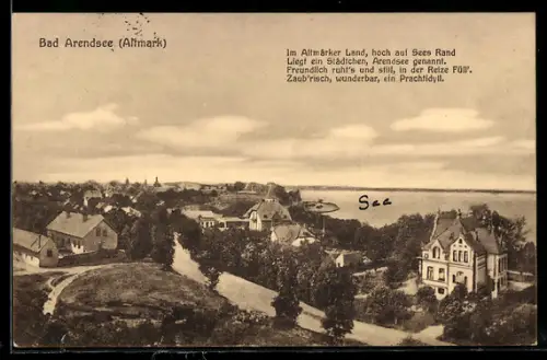 AK Bad Arendsee /Altmark, Ortsansicht mit See