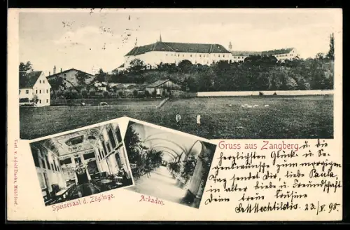 AK Zangberg, Kloster, Speisesaal der Zöglinge, Arkaden