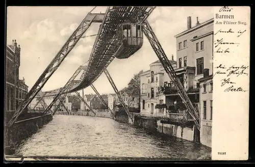 AK Barmen, Schwebebahn am Pfälzer Steg