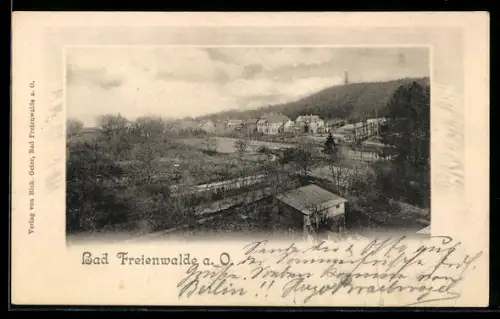 AK Bad Freienwalde a. O., Ortsansicht mit Hügel und Aussichtsturm